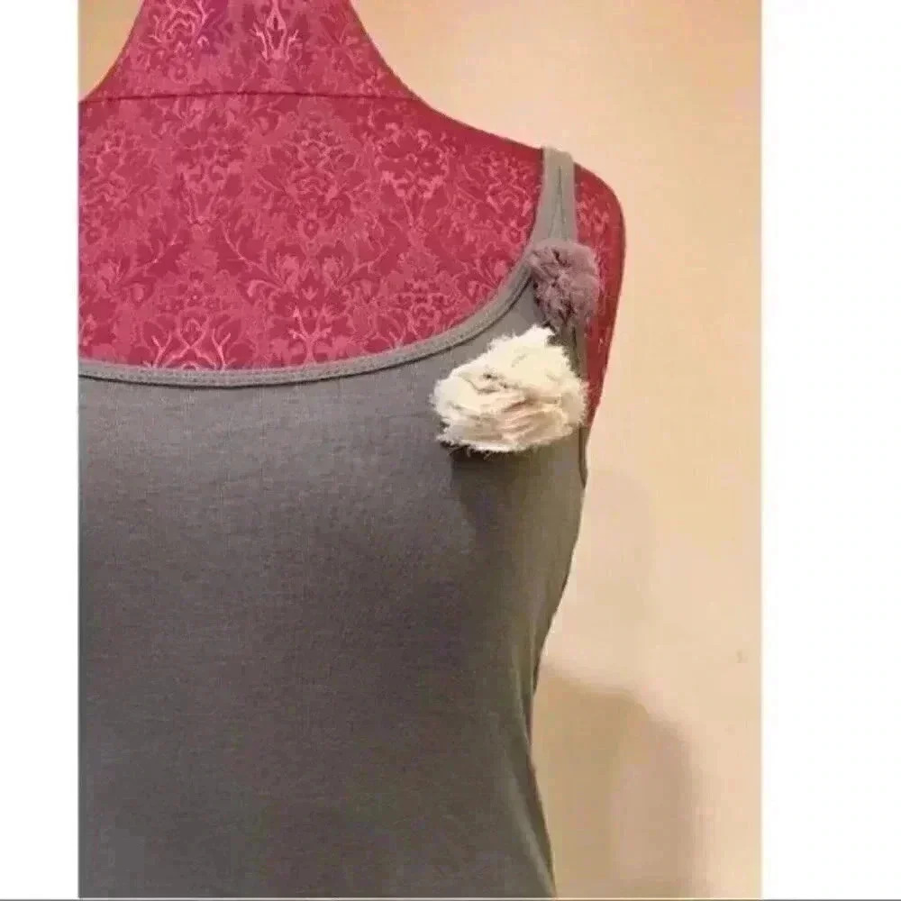 J Crew Womans Top Size small Gray Floral Tank - Picture 2 of 9